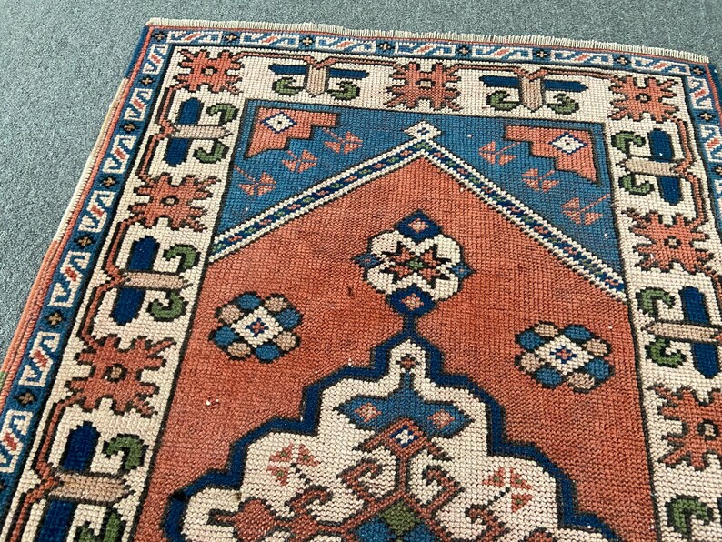 Antique Rug - Vintage Area Rug - Antique Turkish Rug - Vintage Oriental Rug - 2.7x4.4 Ft Hand Knotted Rug - Original Hand Made Rug-- image 9