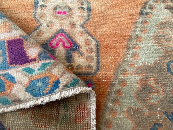 Turkish rug Area Rug Large Rug Vintage Persiani Rug - Wool Hand Made Rug - Antique Rug-- Pastel Rug Unique Rug Tribal Rugs 4.4x7.3 Ft Rug