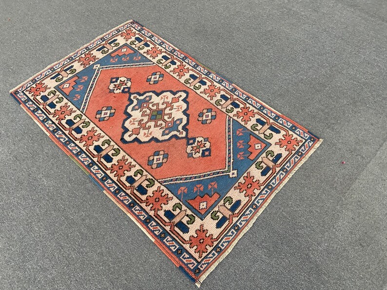 Antique Rug - Vintage Area Rug - Antique Turkish Rug - Vintage Oriental Rug - 2.7x4.4 Ft Hand Knotted Rug - Original Hand Made Rug-- image 7
