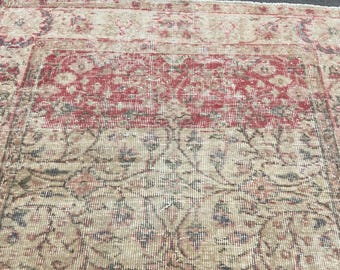 Handgeknüpfter Vintage Teppich Perserteppich Areg Farbe 100x200 Vintage Wollteppich 100x200 Wollteppich