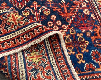 Persiani Rug-- Vintage Area Rug-- Antique Turkish Floor Rug-- Runner Oriental Rug-- Hand knotted Rug-- Original Hand made Rug 4.1x6.6 Ft Rug