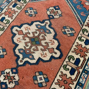Antique Rug - Vintage Area Rug - Antique Turkish Rug - Vintage Oriental Rug - 2.7x4.4 Ft Hand Knotted Rug - Original Hand Made Rug-- image 5