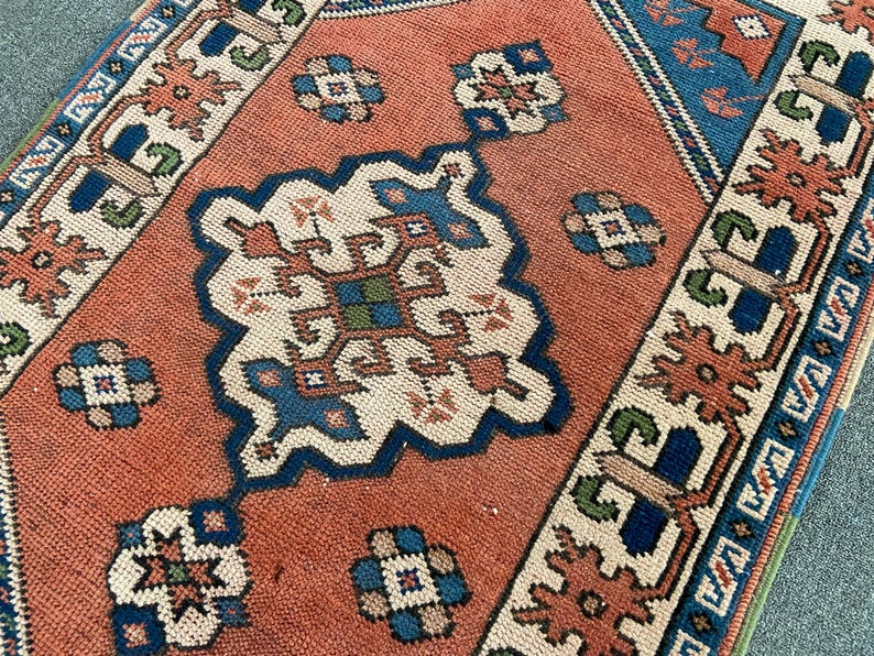 Antique Rug - Vintage Area Rug - Antique Turkish Rug - Vintage Oriental Rug - 2.7x4.4 Ft Hand Knotted Rug - Original Hand Made Rug-- image 5
