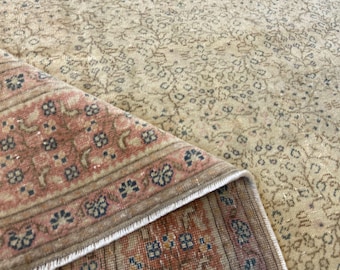 Vintage Persiani Rug --Antique Wool Rug Vintage Persiani Rug- Area rug--Turkish Rug -- Knotted Rug -- Old Rug - Oushak Rug -- 6.4x9.7 Ft Rug