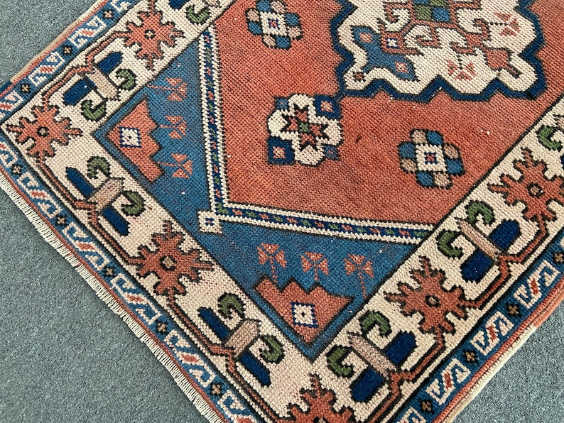Antique Rug - Vintage Area Rug - Antique Turkish Rug - Vintage Oriental Rug - 2.7x4.4 Ft Hand Knotted Rug - Original Hand Made Rug-- image 4
