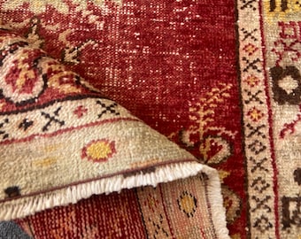 Turkish Rug Runner rug Vintage Persiani Rug Antique Wool Rug Boho Rustic Rug- Area rug - Rug for kitchen Knotted Rug Aged 2.8x6.1 Ft Rug