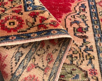 Vintage Persian Rug-- Wool Hand Made Rug-- Antique Area Rug-- Persian Rug-- Turkish Rug-- Unique Rug Large Tribal Rugs 4.2x7.2 Ft Rug