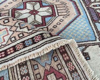 Vintage Persiani Rug - Antique Wool Rug Vintage Pastel Color Rug- Area rug -Turkish Rug - Knotted Rug - Boho Rug - Oushak Rug - 5x7.5 Ft Rug