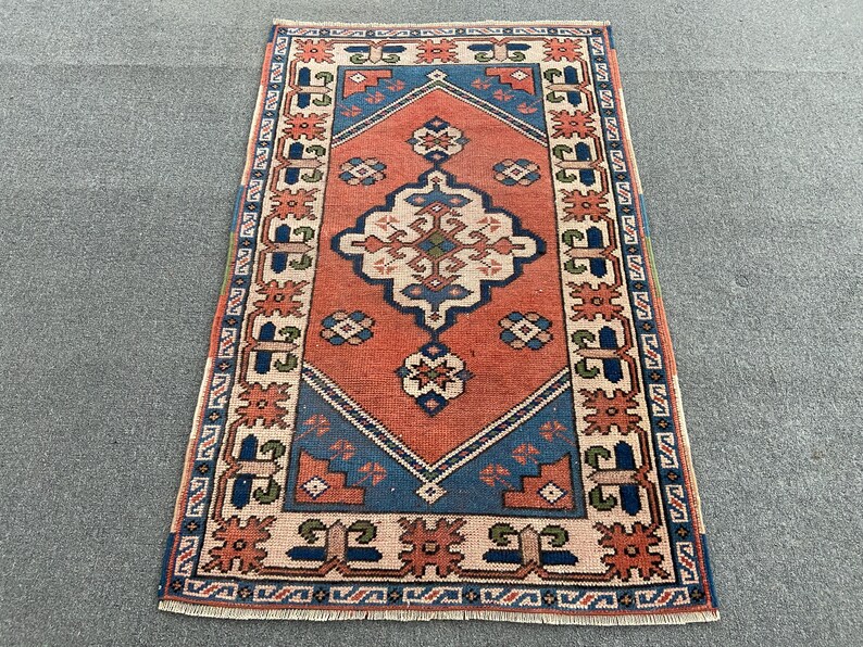 Antique Rug - Vintage Area Rug - Antique Turkish Rug - Vintage Oriental Rug - 2.7x4.4 Ft Hand Knotted Rug - Original Hand Made Rug-- image 2