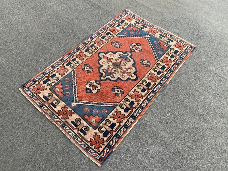 Antique Rug - Vintage Area Rug - Antique Turkish Rug - Vintage Oriental Rug - 2.7x4.4 Ft Hand Knotted Rug - Original Hand Made Rug-- image 3