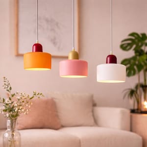 Kolorowa lampa wisząca, nowoczesna lampa sufitowa, lampa wisząca w stylu nordyckim, minimalistyczne oświetlenie kuchni, lampa wisząca do jadalni