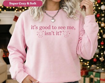 Sudadera Wicked, sudadera de cuello redondo con la frase "Es bueno verme" de Glinda, regalo del Mago de Oz