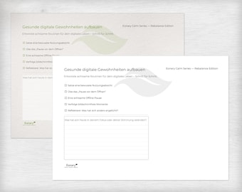 Gesunde digitale Gewohnheiten – Achtsamkeits-Tracker | Minimalistischer Digital Habit Builder | A4 & US Letter | Druckvorlage
