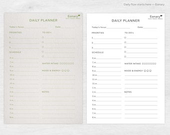 Eonary Daily Planner | Calm Focus & Mindful Productivity Printable | Dopamine Detox Inspired Minimalist PDF