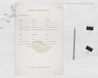Dopamin Detox Bildschirmzeit-Monitor | Digitale Balance Tracker | Achtsamkeits-Tracker | Minimalistischer Printable A4 & US Letter