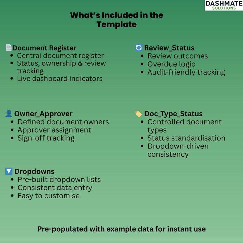 Document Control Register Excel Template | ISO 9001 | SOP, Policy ...