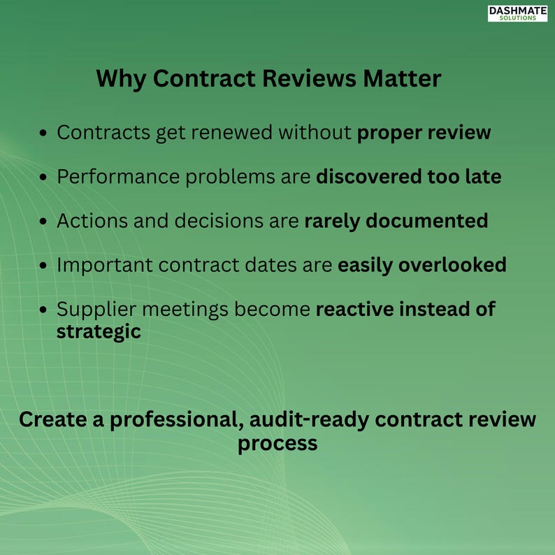 Contract Review Form Excel Template | Supplier Performance Action ...