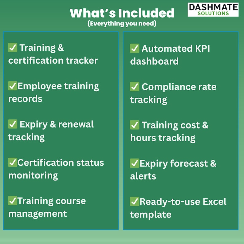 Einschulung Zertifikat Tracker Excel | Mitarbeiter Compliance Dashboard (Digitaler Download) Bild 7