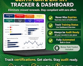 Einschulung Zertifikat Tracker Excel | Mitarbeiter Compliance Dashboard (Digitaler Download)