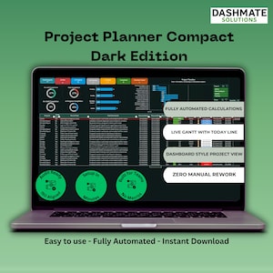 Project Planner - Task Tracker - Compact Dark Edition - Gantt Visual