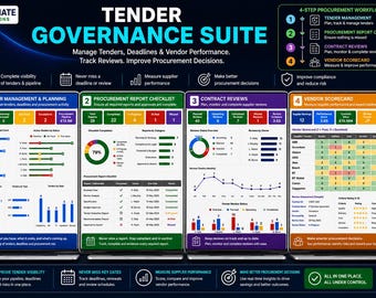 Zahlungsmittel- und Auftragsvergabesystem Pro | Tender Tracker, Lieferanten Scorecard | Vertragsprüfungszeitplan | Vertragsprüfungs-Formular | Excel Vorlage