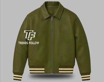 Handmade Men's Faux Leather Jacket Classic Varsity Bomber Jacket