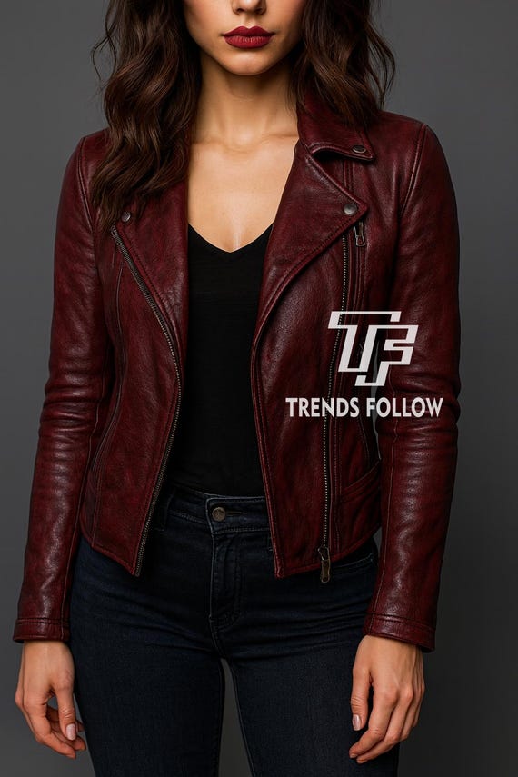 Handmade Women original Leather Biker Jacket, Women's Jackets, Street Outfit Winter Coat
