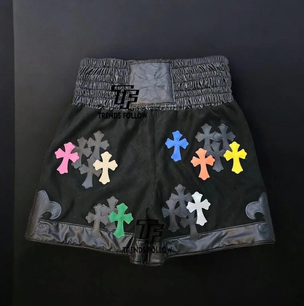 Handmade Custom Chrome Christian Stylish Heart Boxing Shorts With