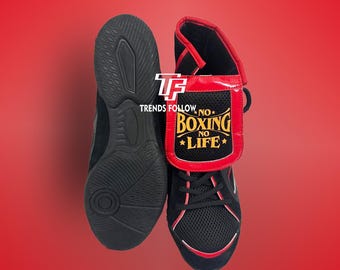 Personalized High Top Boxing Shoes: Red & Black Ankle Support No Life Boots