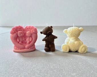 Niedliche Teddybär Kerzen | Handgemachte ästhetische Bärenkerze | Valentinstag Geschenk | Wohndekor