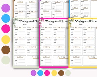 Weekly Meal Planner: Editable Meal Tracker, Canva Printable (PDF)
