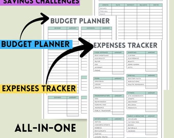 Finance Tracker PDF Digital | Budget Planner, Expense Tracker & Savings Sheets