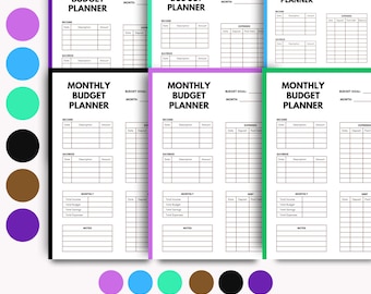 Editable Monthly Budget Planner, Income, Savings Tracker (Digital Download)