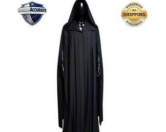 Sith Lord Hooded Robe - Screen Accurate Pleated Black Cloak - Darth Maul & Kylo Ren Cosplay