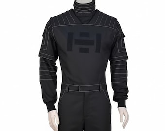 Boba Fett Costume, Book of Boba Fett Flight Suit, Star Wars Cosplay, Mandalorian Black Tunic and Pants