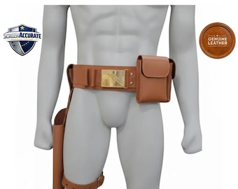 Boba Fett Leather Belt & Holster | Mandalorian Bounty Hunter Costume Prop