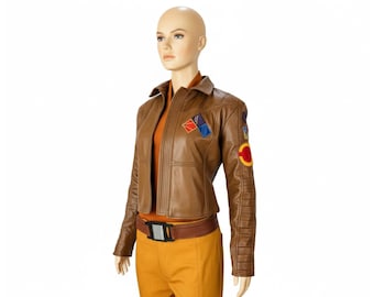 Sabine Wren Ahsoka Series Costume | Brown Jacket, Orange Shirt & Pants Set