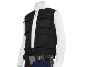 Han Solo ANH Costume Full Set | Star Wars Cosplay | Smuggler Vest, Shirt & Stripe Pants | Rebel Uniform with Holster