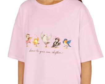 Waldvögel Kinder T-Shirt, Tanz zu Ihrem eigenen Rhythmus Vogel Grafik-T-Shirt, Naturtier-Shirt für Kinder