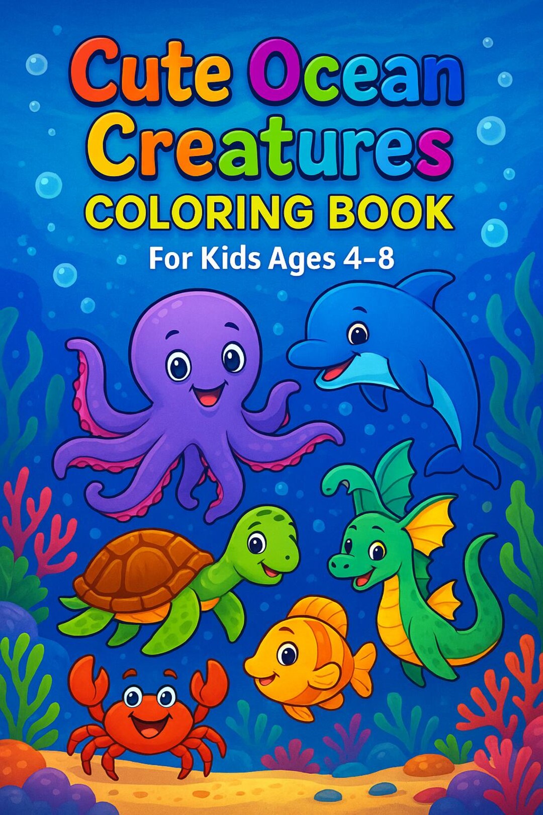 Adorable Ocean Creatures Colouring Book for Kids | Printable PDF ...