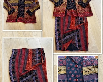 Carole Little 90s bijpassende set boho patchwork groot