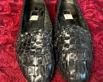 Herren Italienische Moreschi Schwarz Luxus Leder Woven Loafers Größe 11 US