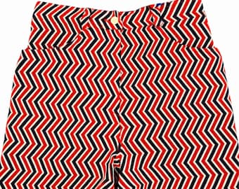 1960's High Waist Shorts Red Navy Blue Chevron Size Small