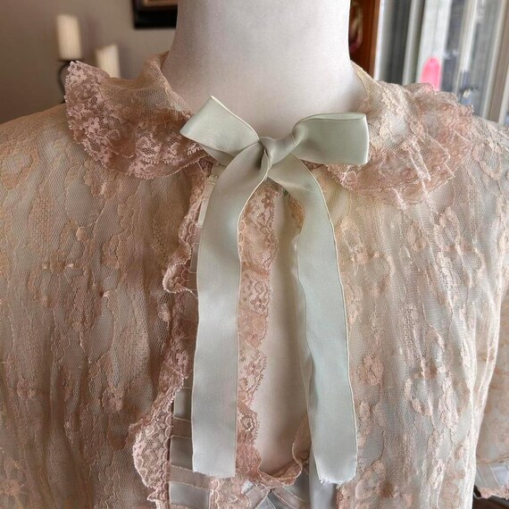 Vintage 1950s Odette Barsa Lace Nightgown and Robe Set