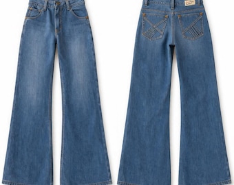 Vintage 70s American Heritage Bell Bottom Jeans High Rise Flare Denim