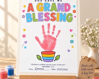 Grandparents Day Handprint Craft, Christian Grandparent Gift, HandPrint Keepsake Printable Kids Keepsake