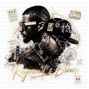 Chris Brown and Usher Raymond R&B 2026 Tour PNG, Black and Gold Design, Usher and Brown Concert T Shirt Graphic, Digital Download