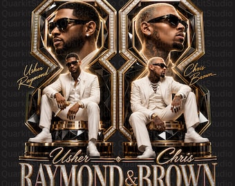 Chris Brown and Usher Raymond PNG, R&B 2026 Tour Design, Usher and Brown Concert T Shirt Graphic, Digital Download