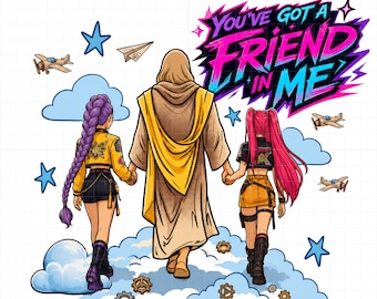 Jesus You've Got A Friend In Me PNG, Jesus Kpop Anime Clipart, Kpop Christian Cartoon PNG, Faith Friendship Design, Sublimation Download
