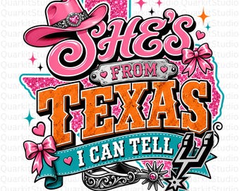She’s from Texas Basketball PNG, Spurs Inspired PNG, Spurs Shirt Design, San Antonio Fan Graphic, Sublimation, Digital Download
